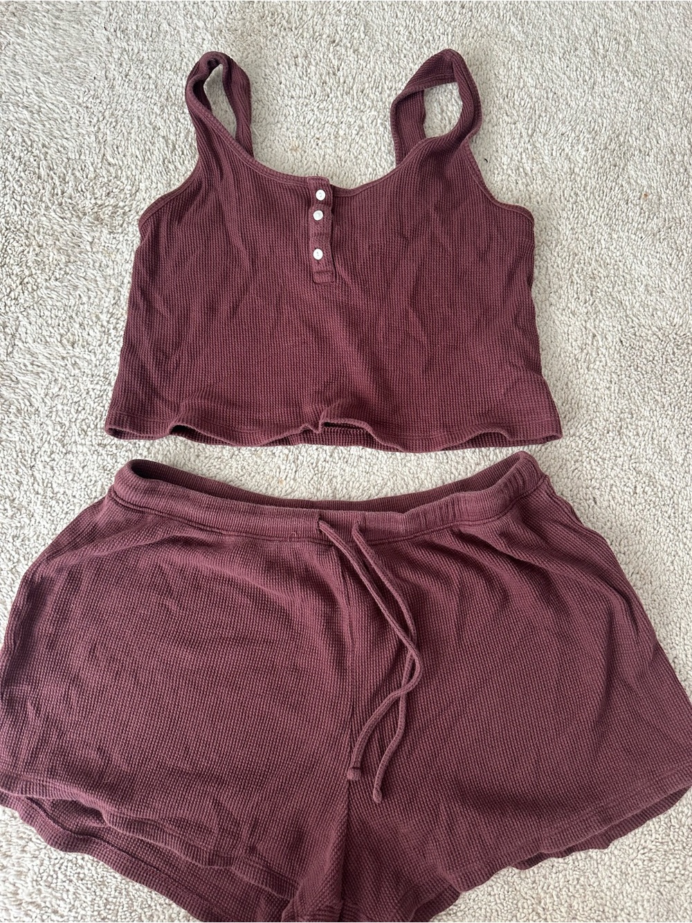 Old Navy Waffle Knit Two-Piece Sleep Set in Mauve